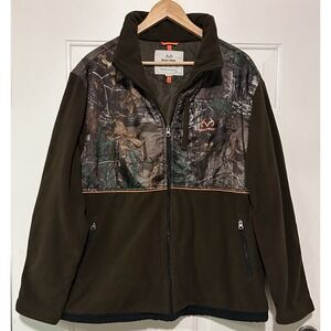 Realtree Camo Hunting‎ Fleece Jacket Men XXL Brown Black Full Zip Mock Neck